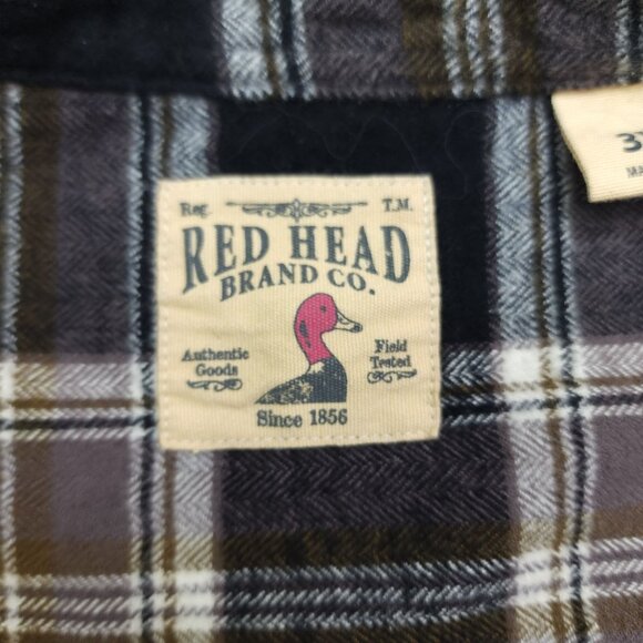 Red Head Mens Plaid Flannel Shirt 3XL Black & Brown Long Sleeve Button-Down Cott - Picture 4 of 9